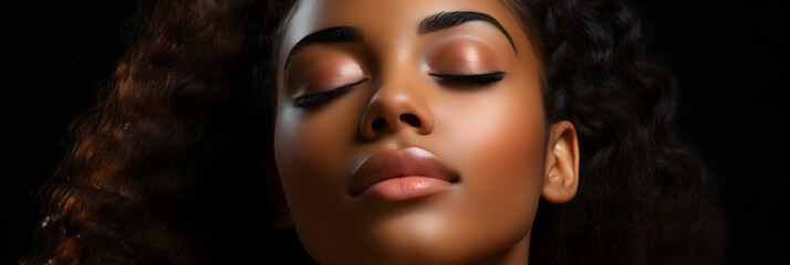 Fototapeta premium Banner of beauty portrait of african american girl