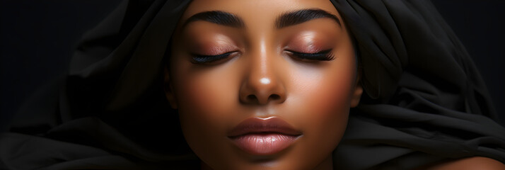 Banner of beauty portrait of african american girl