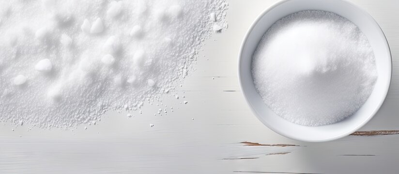 MSG powder E621 isolated pastel background Copy space