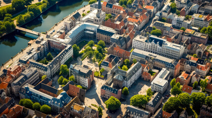 Fototapeta premium Eine Stadt aus der Vogelperspektive. Generiert mit KI