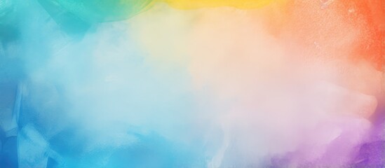 Chalk holder with macro rainbow isolated pastel background Copy space