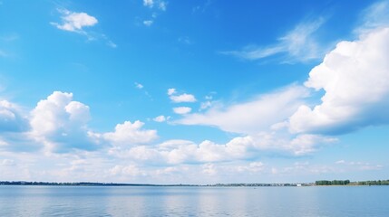 Naklejka na ściany i meble Blue sky beach and cloud background. Summer thames. AI generative