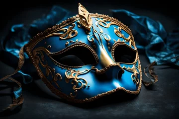 Foto op Canvas Blue venetian carnival mask, generative AI © Eduardo