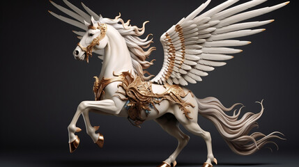 Fototapeta premium Winged horse pegasus flies 