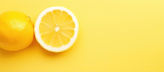 A isolated pastel background Copy space highlighting a fresh lemon