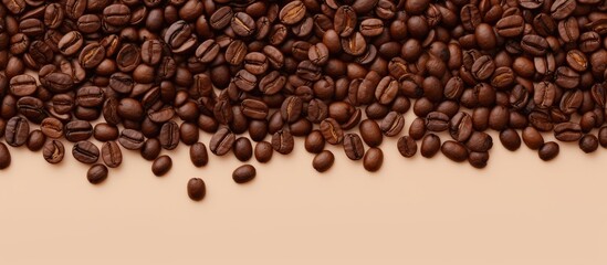 Naklejka premium Coffee bean made happy emoticon on isolated pastel background Copy space
