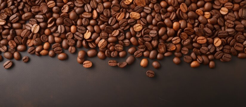 recently roasted coffee beans isolated pastel background Copy space
