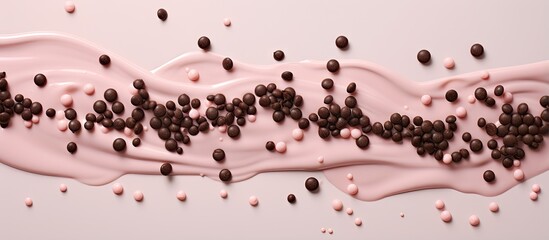 Baking chocolate drops milk and black Photo studio isolated pastel background Copy space