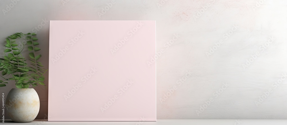 Poster Minimalist interior 3D render of a canvas mockup isolated pastel background Copy space