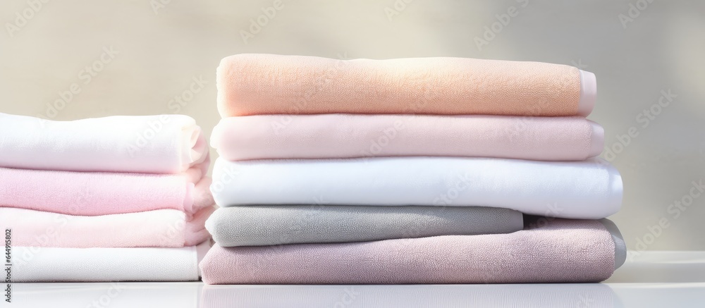 Poster heap of bleached fabric isolated pastel background copy space