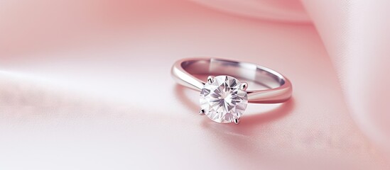 Diamond ring on a isolated pastel background Copy space