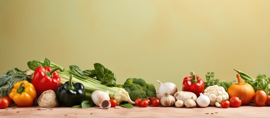 Vegetables alone on a isolated pastel background Copy space