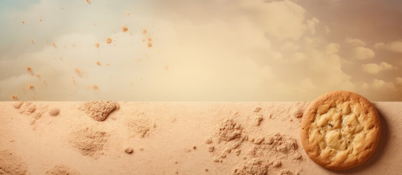 crunchy biscuit isolated pastel background Copy space