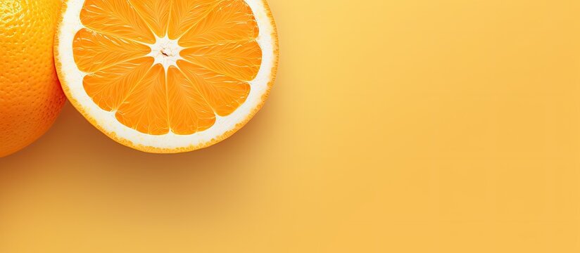 A piece of King Orange fruit isolated on a isolated pastel background Copy space