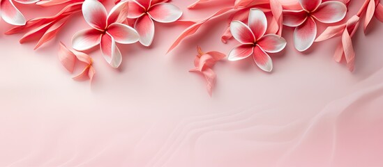 Red Siam Plumeria against a isolated pastel background Copy space