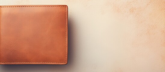 Focus on leather wallet on a isolated pastel background Copy space