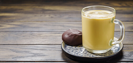 Coffee with milk with сopy space