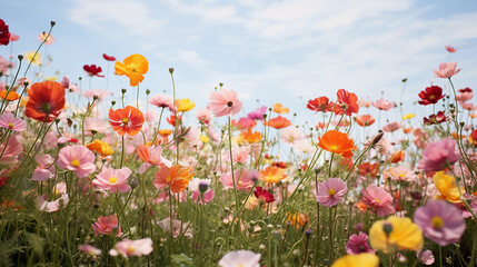 a mesmerizing photo of a field of wildflowers swaying gently in the breeze, with vibrant colors and delicate petals in motion, shot with impeccable attention to detail and lighting to capture the ethe