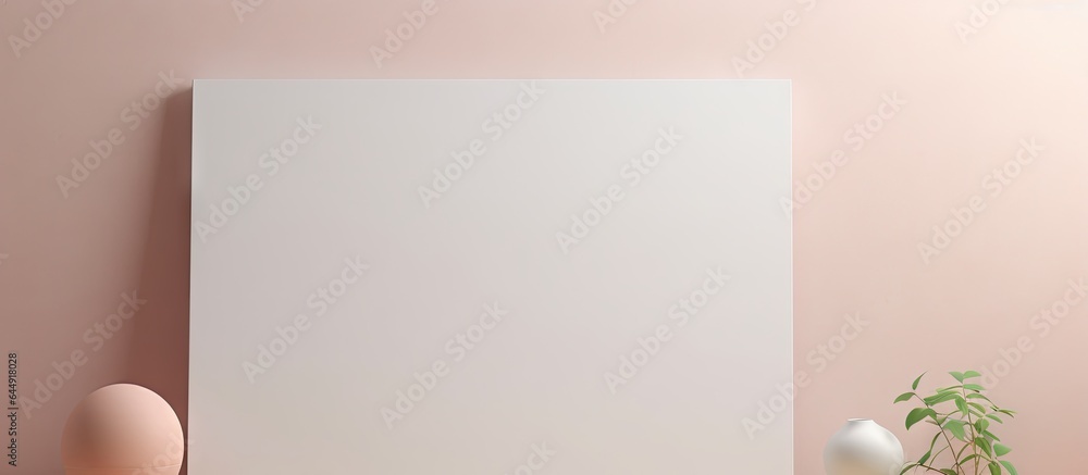 Poster Minimalist interior 3D render of a canvas mockup isolated pastel background Copy space
