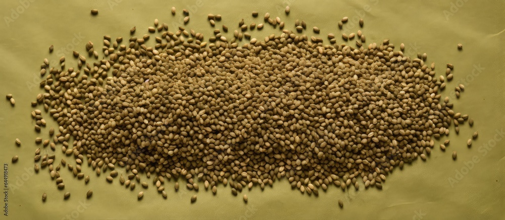 Aufkleber top view of isolated celery seed pile on a isolated pastel background copy space