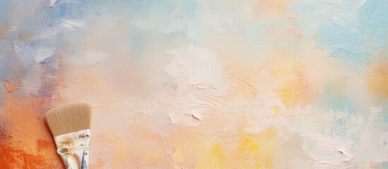 Wooden handled palette knife on a isolated pastel background Copy space