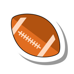 Brown leather oval ball flat paper sticker icon. Sports equipment for active sports and body strengthening or playing American football and rugby isolated on white background. Sport tools concept