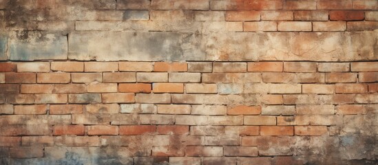 Close up of a textured brick wall isolated pastel background Copy space
