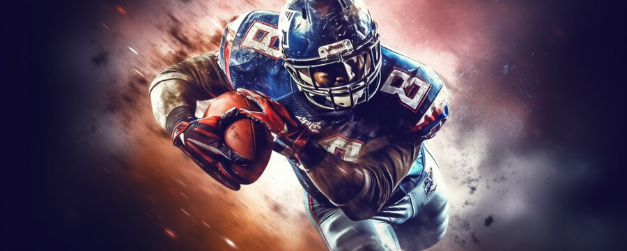 Header banner hero image for American football season start, AI generated illustration without reference