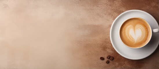 Place a cup of coffee on the table Take a cup of coffee Put coffee on table Grab coffee isolated pastel background Copy space