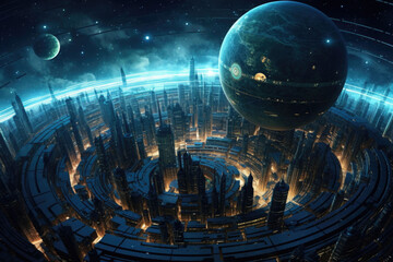 Digital world planet. Cyber Earth. Futuristic technology concept. Generative AI