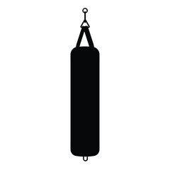 Punching Bag Silhouette. Black and White Icon Design Elements on Isolated White Background