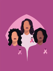 Survival women in breast cancer awareness month illustration.