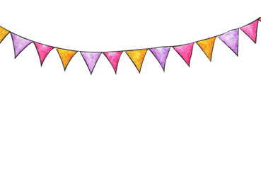 Obraz premium Watercolor painting of Colorful party bunting flag, carnival garlands of flags.