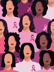Survival women in breast cancer awareness month illustration.