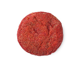 Tasty vegan cutlet isolated on white, top view