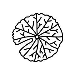 Doodle lotus leaf doodle hand drawn botanical illustration with line art style on white background.