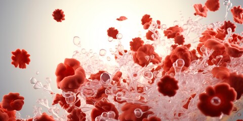 red and white blood-cells isolated on a white background