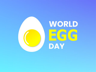 World Egg Day horizontal banner isolated on a blue background. Egg Day poster, banner. Vector Illustration design.