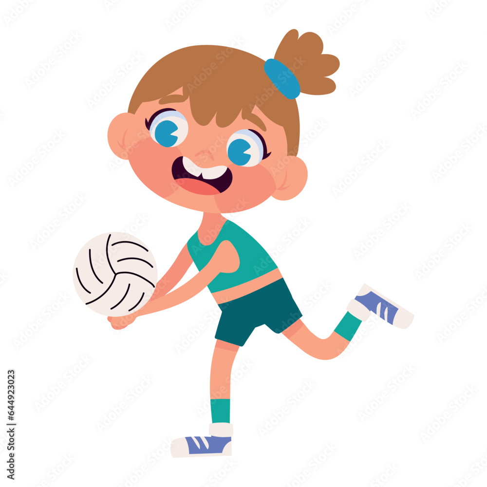 Canvas Prints girl playing with volleyballl ball icon