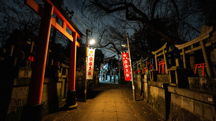 japanese shrine and temple at night