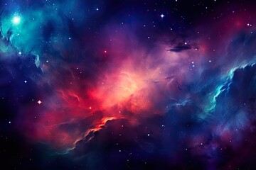 Colorful Nebula with Dark Matter Background in Space and Galaxy - An Energy-Filled Universe as a Vibrant Cosmic Backdrop - obrazy, fototapety, plakaty