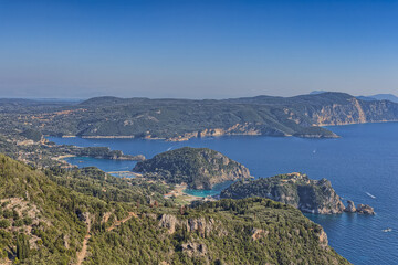 Fototapeta na wymiar Panoramic Coastline View from Angelokastro, Corfu