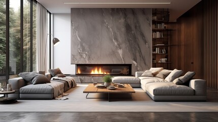 Interior of modern living room panorama, 16:9