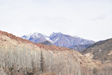 the andes mountain range in mendoza argentina with imposing mountains and snow-capped peaks.