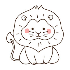 cute lion animal doodle icon