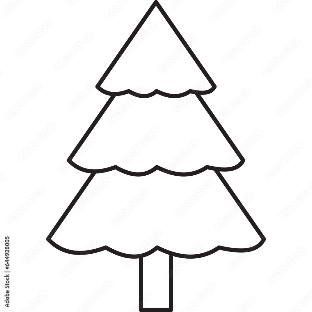 Sticker Crismast Line Tree Icon