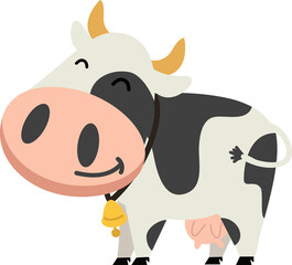 Cute cartoon cow illustration vector - 644928618