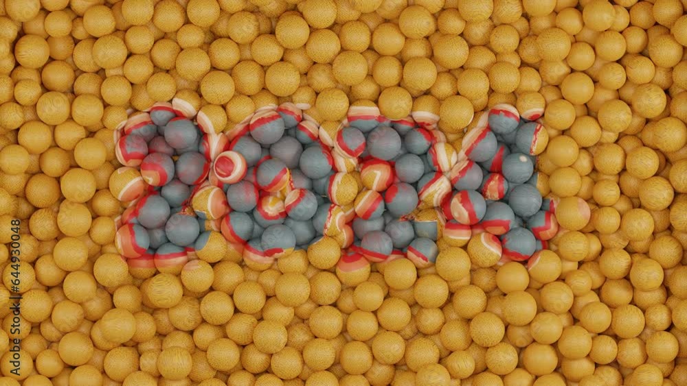 Poster abstract 3d animation of the date of the outgoing year 2023 and a lot of balls that are like puzzles