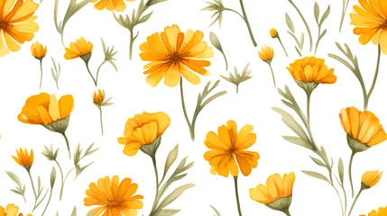  Decorative pattern Marigold watercolor white background © tushar