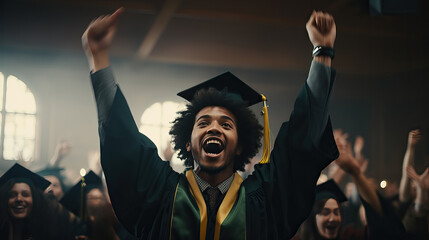 Portrait of a black man celebrating at college graduation